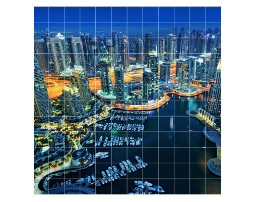 Fliesenbild - Nächtliche Dubai Marina