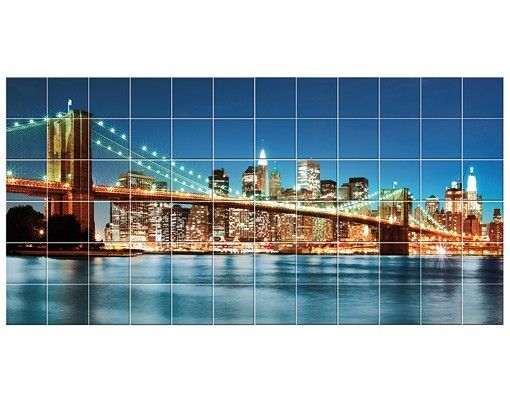 Fliesenbild - Nighttime Manhattan Bridge