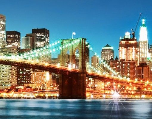 Fliesenbild - Nighttime Manhattan Bridge
