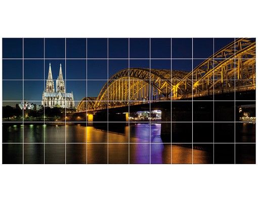 Fliesenbild - Köln bei Nacht