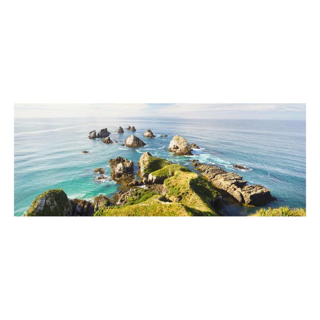 Glasbild - Nugget Point in Neuseeland - Panorama