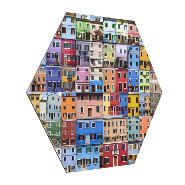 Hexagon Bild Alu-Dibond - Venezianische Häuser