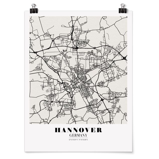 Poster - Stadtplan Hannover - Klassik - Hochformat 3:4