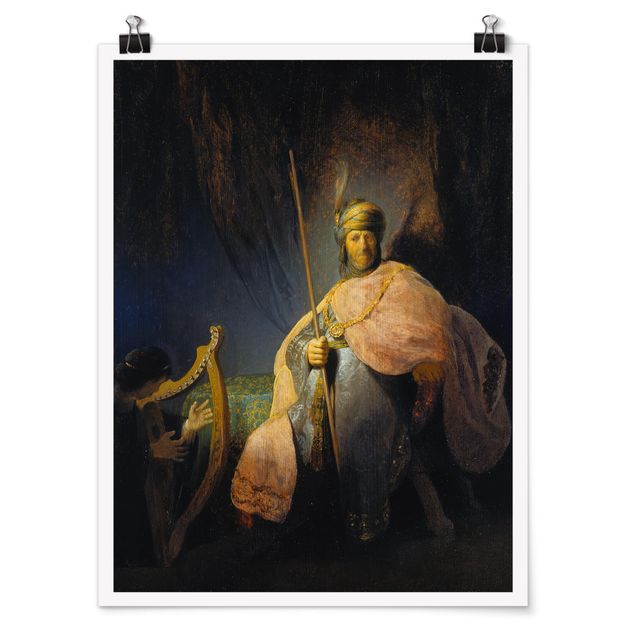 Poster - Rembrandt van Rijn - David spielt Harfe - Hochformat 3:4