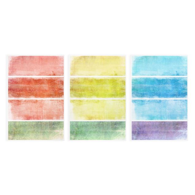 Leinwandbild 3-teilig - Colour Harmony - Wasserfarben Aquarell Block Hoch 2:3