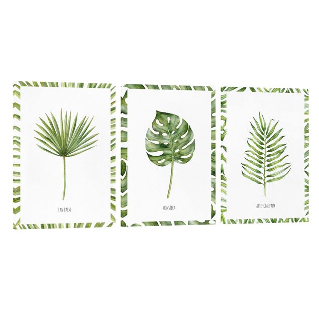 Leinwandbild 3-teilig - Palmen Blätter Set - Hoch 2:3