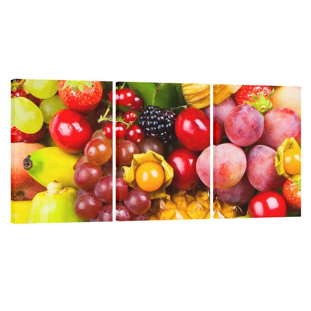 Leinwandbild 3-teilig - Colourful Exotic Fruits - Hoch 2:3