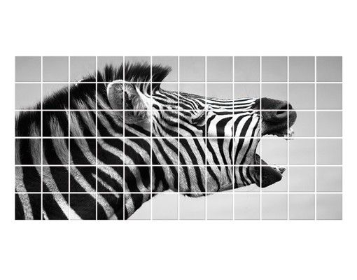 Fliesenbild - Brüllendes Zebra II
