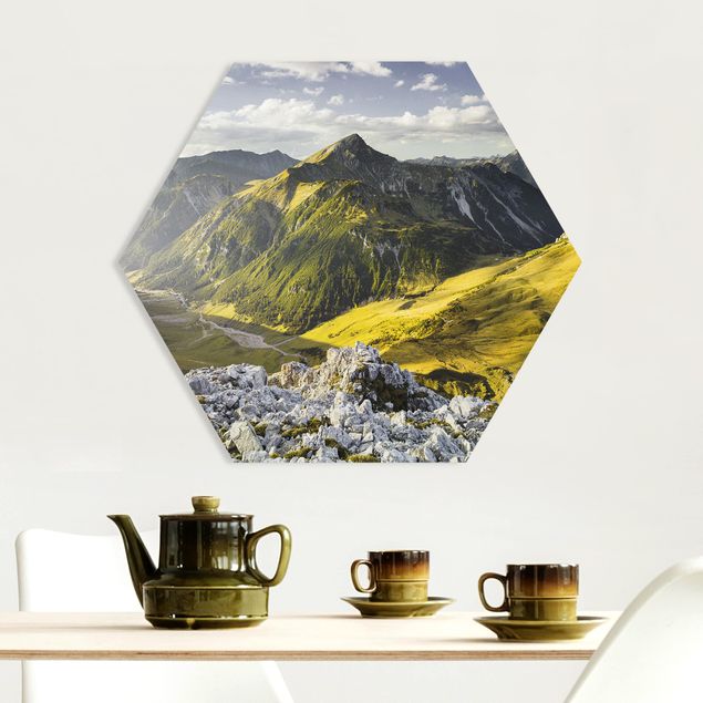 Hexagon Bild Forex - Berge und Tal der Lechtaler Alpen in Tirol