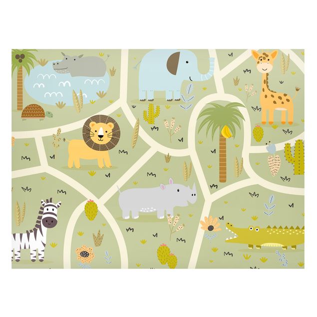 Magnettafel - Spielteppich Safari - Die große Vielfalt der Tiere - Querfromat 4:3