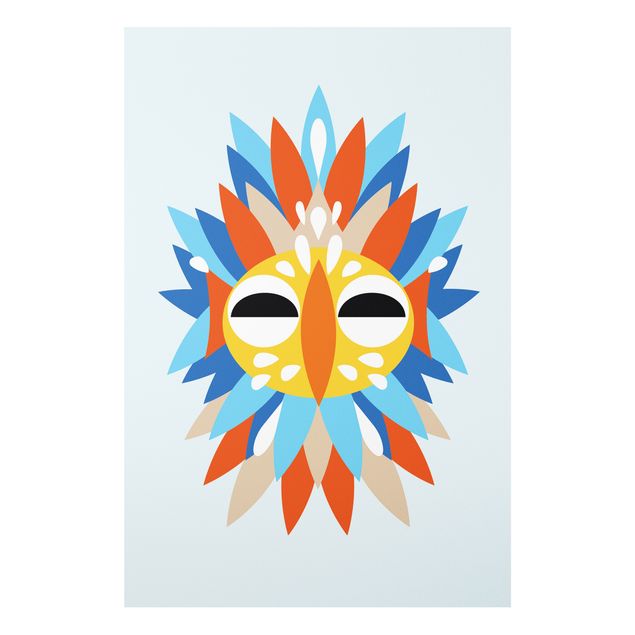 Forex Fine Art Print - Collage Ethno Maske - Papagei - Hochformat 3:2