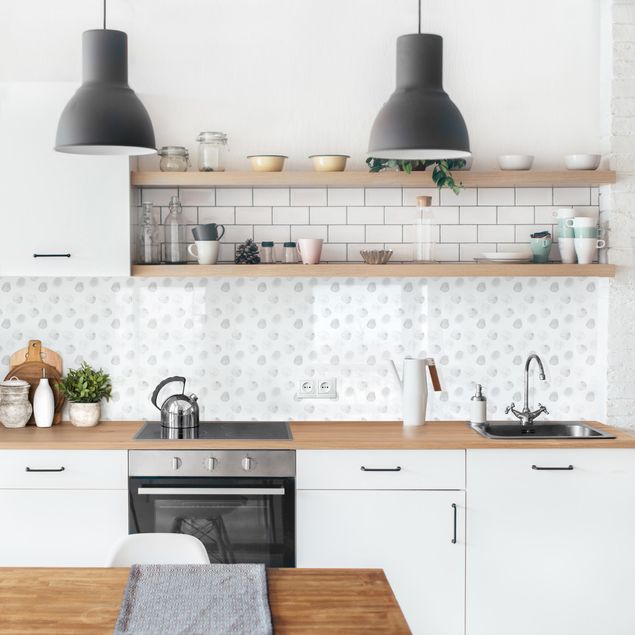 Küchenrückwand - Aquarell Punkte Grau
