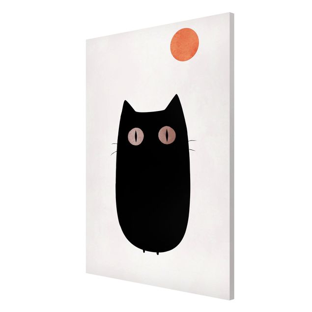 Magnettafel - Schwarze Katze Illustration - Hochformat 2:3
