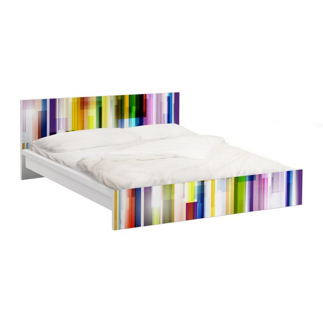 Möbelfolie für IKEA Malm Bett niedrig 180x200cm - Klebefolie Rainbow Cubes