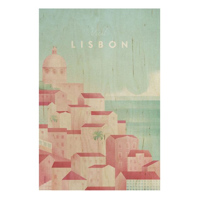 Holzbild - Reiseposter - Lissabon - Hochformat 3:2