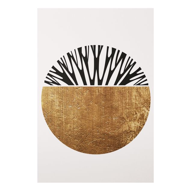 Forex Fine Art Print - Abstrakte Formen - Goldener Kreis - Hochformat 3:2