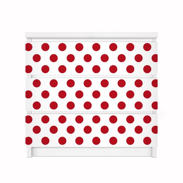 Möbelfolie für IKEA Malm Kommode - Klebefolie No.DS92 Punktdesign Girly Weiß