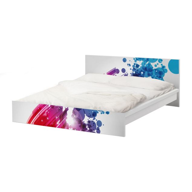 Möbelfolie für IKEA Malm Bett niedrig 180x200cm - Klebefolie Rainbow Wave and Bubbles