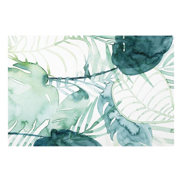 Spritzschutz Glas - Palmwedel in Wasserfarbe II - Querformat - 3:2