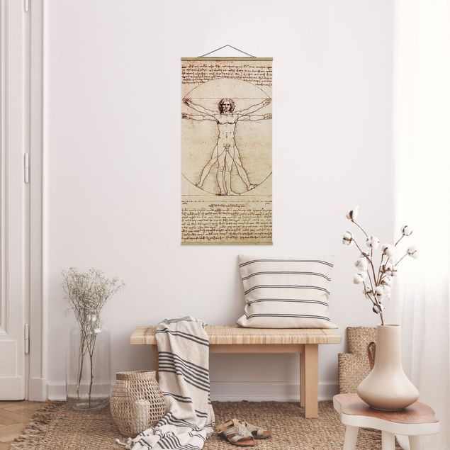 Stoffbild mit Posterleisten - Da Vinci - Hochformat 1:2