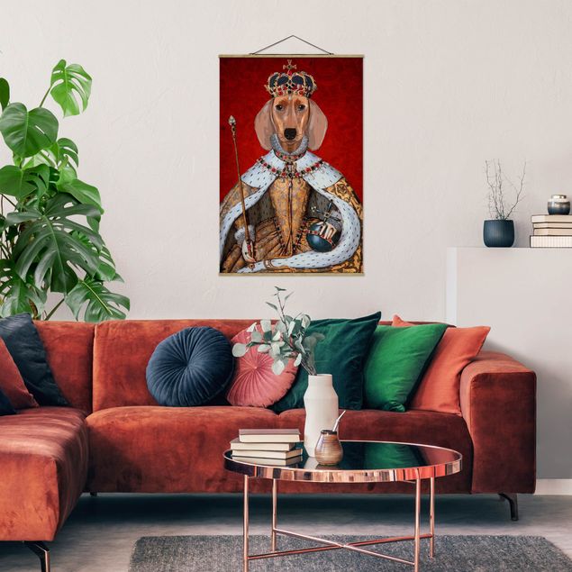Stoffbild mit Posterleisten - Tierportrait - Dackelkönigin - Hochformat 2:3