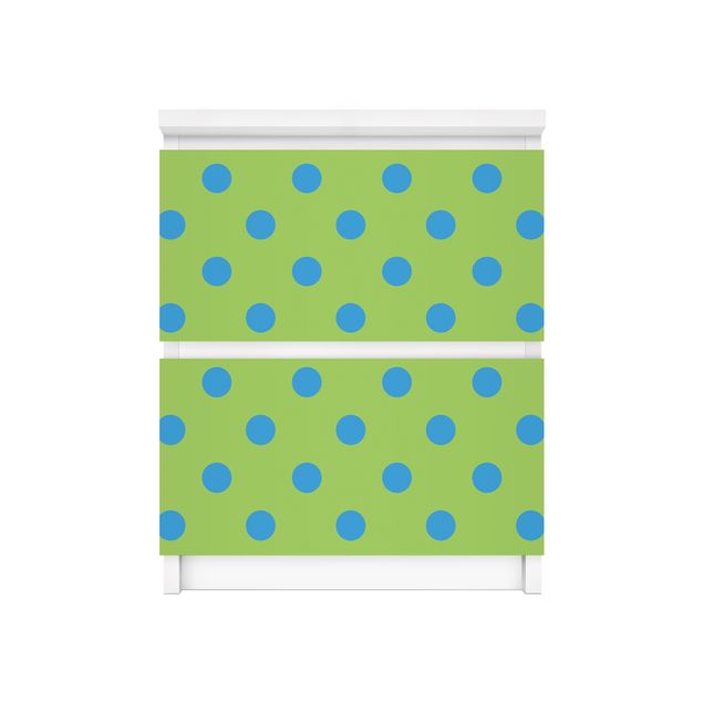 Möbelfolie für IKEA Malm Kommode - Selbstklebefolie No.DS92 Punktdesign Girly Grün