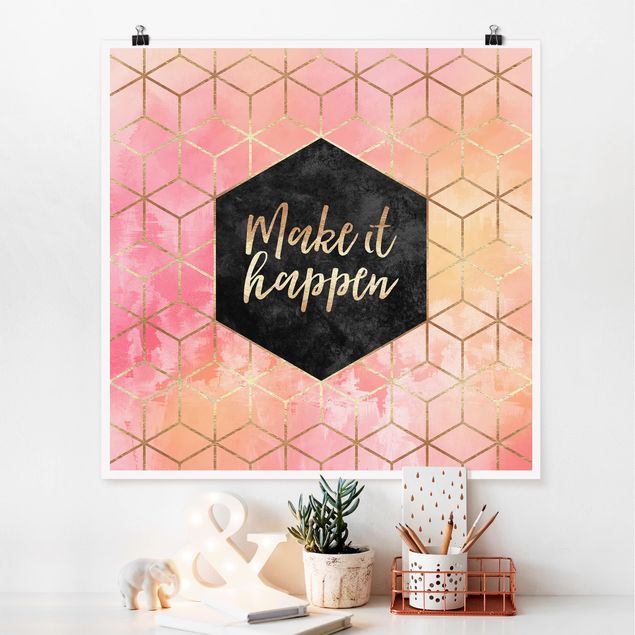 Poster - Make It Happen Geometrie Pastell - Quadrat 1:1
