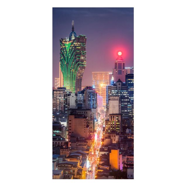 Magnettafel - Nachtlichter von Macau - Panorama Hochformat