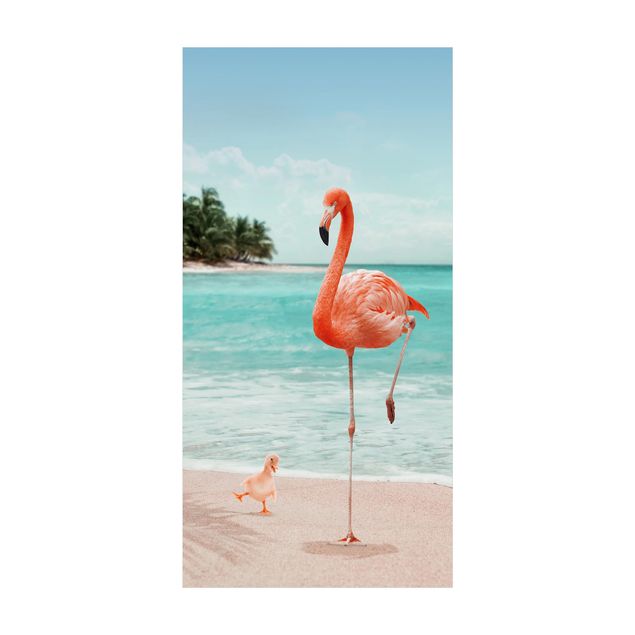 Teppich rosa Strand mit Flamingo