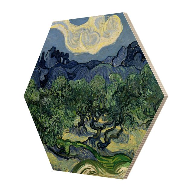 Hexagon Bild Holz - Vincent van Gogh - Olivenbäume