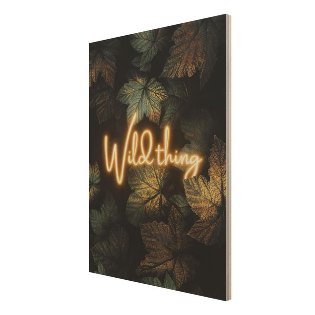 Holzbild - Wild Thing goldene Blätter - Hochformat 4:3