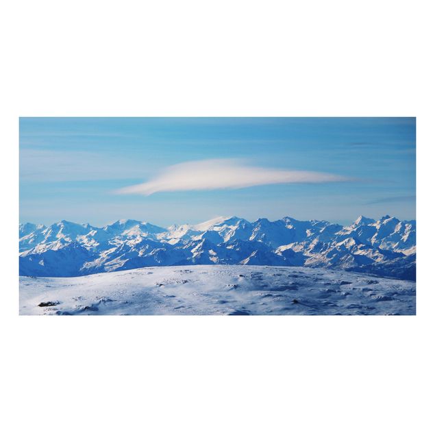 Alu-Dibond - Verschneite Bergwelt - Hochformat