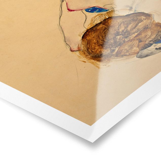 Poster - Egon Schiele - Nach vorne gebeugter Akt - Hochformat 3:4