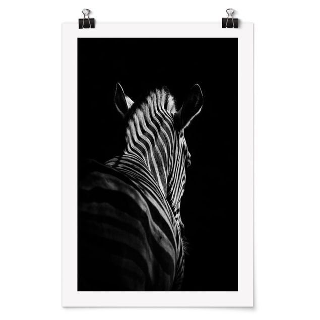 Poster - Dunkle Zebra Silhouette - Hochformat 3:2