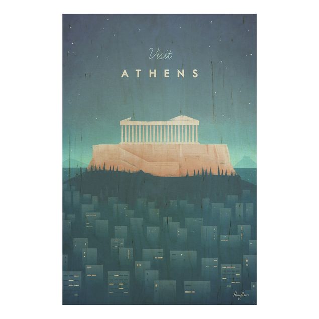Holzbild - Reiseposter - Athen - Hochformat 3:2