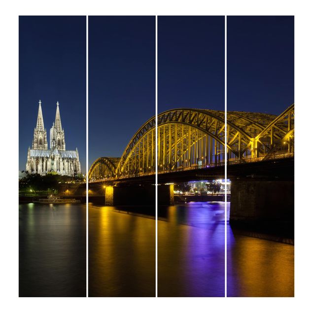 Schiebegardinen Set - Köln bei Nacht - Flächenvorhänge