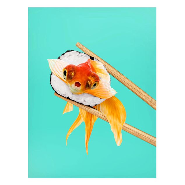 Magnettafel - Jonas Loose - Sushi mit Goldfisch - Memoboard Hochformat 4:3