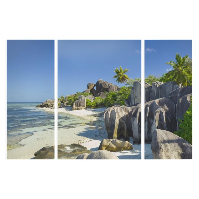 Leinwandbild 3-teilig - Traumstrand Seychellen - Triptychon