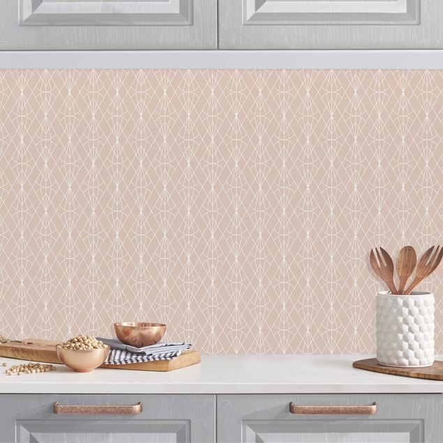 Küchenrückwand - Art Deco Diamant Muster vor Beige XXL II