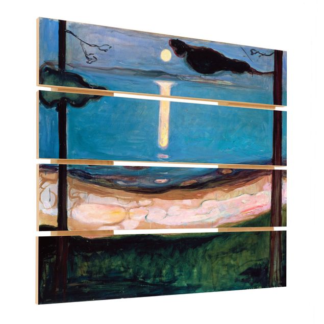 Holzbild - Edvard Munch - Mondnacht - Quadrat 1:1