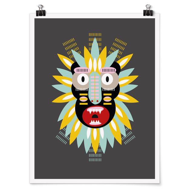 Poster - Collage Ethno Maske - King Kong - Hochformat 4:3