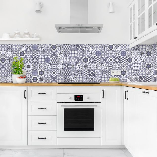 Küchenrückwand - Geometrischer Fliesenmix Violett