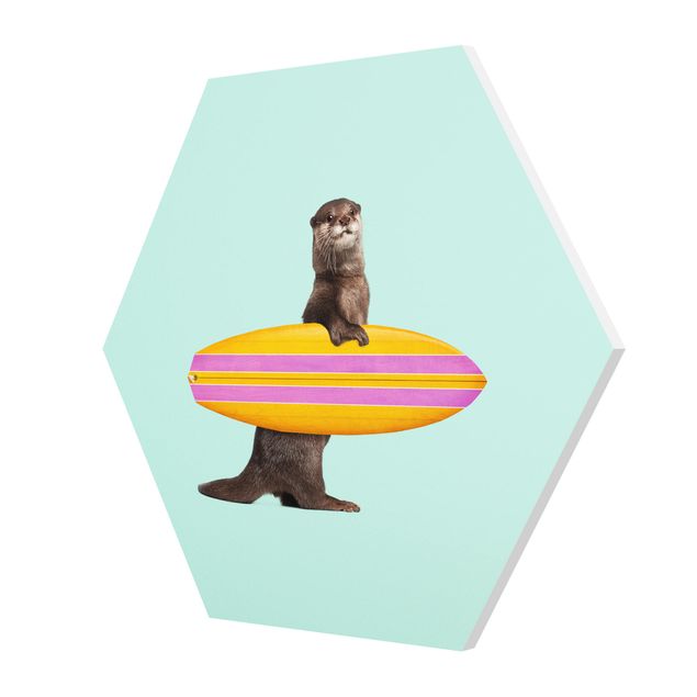 Hexagon Bild Forex - Jonas Loose - Otter mit Surfbrett