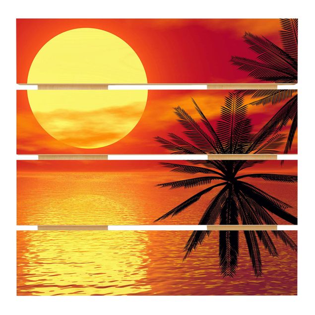 Holzbild - Karibischer Sonnenuntergang - Quadrat 1:1