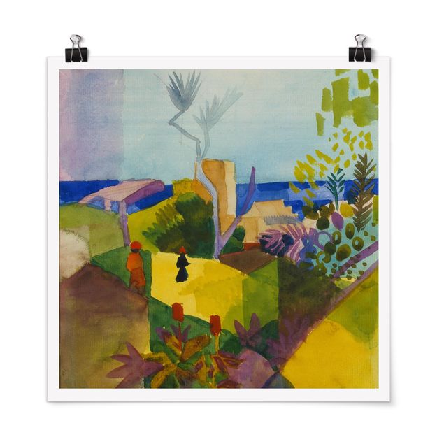 Poster - August Macke - Landschaft am Meer - Quadrat 1:1