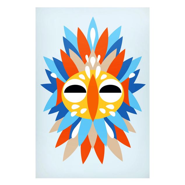 Magnettafel - Collage Ethno Maske - Papagei - Memoboard Hochformat 3:2