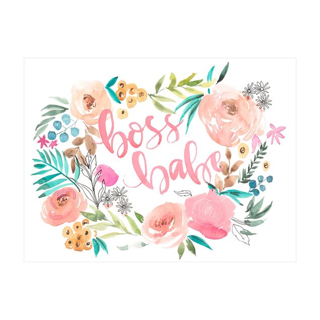 Teppich Natur Rosa Blüten - Boss Babe