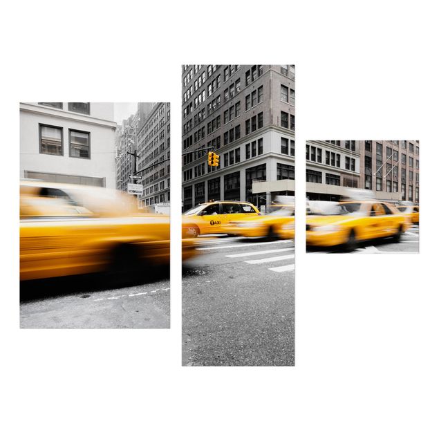 Leinwandbild 3-teilig - Rasantes New York - Collage 1