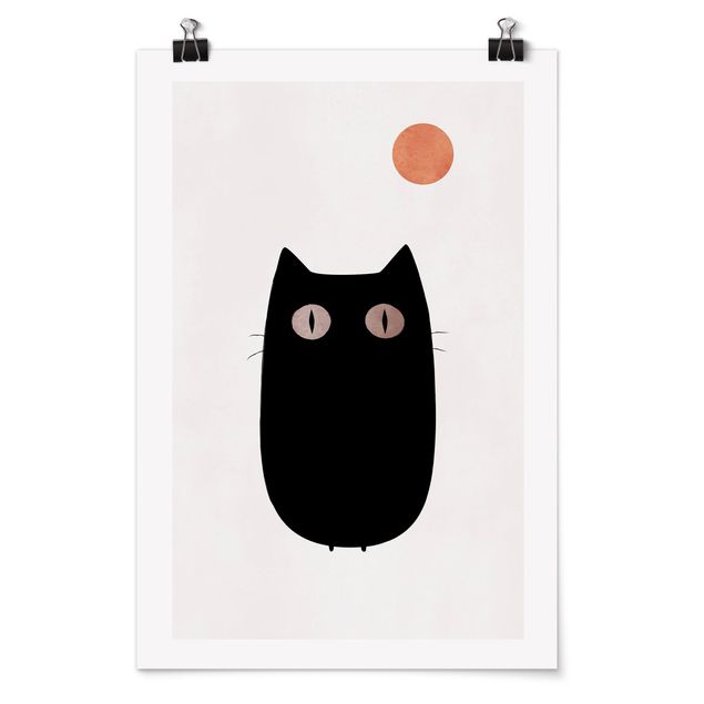 Poster - Schwarze Katze Illustration - Hochformat 3:2