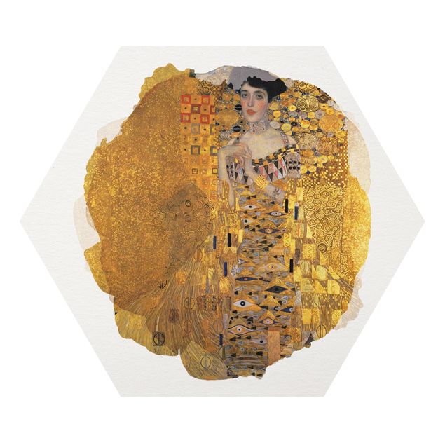 Hexagon Bild Forex - Wasserfarben - Gustav Klimt - Adele Bloch-Bauer I